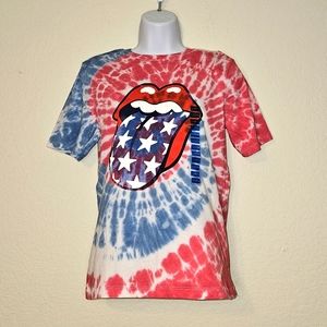 The Rolling Stones Bravado Boys Short Sleeve Tie Dye Rock n Roll T-Shirt 10-12 L